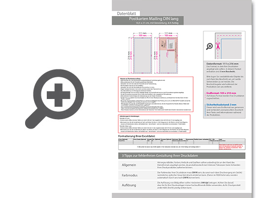 Product Bild postkarten-mailing_din_lang_(10_5_cm_x_21_0_cm)_mit_mattfolie_kaschiert